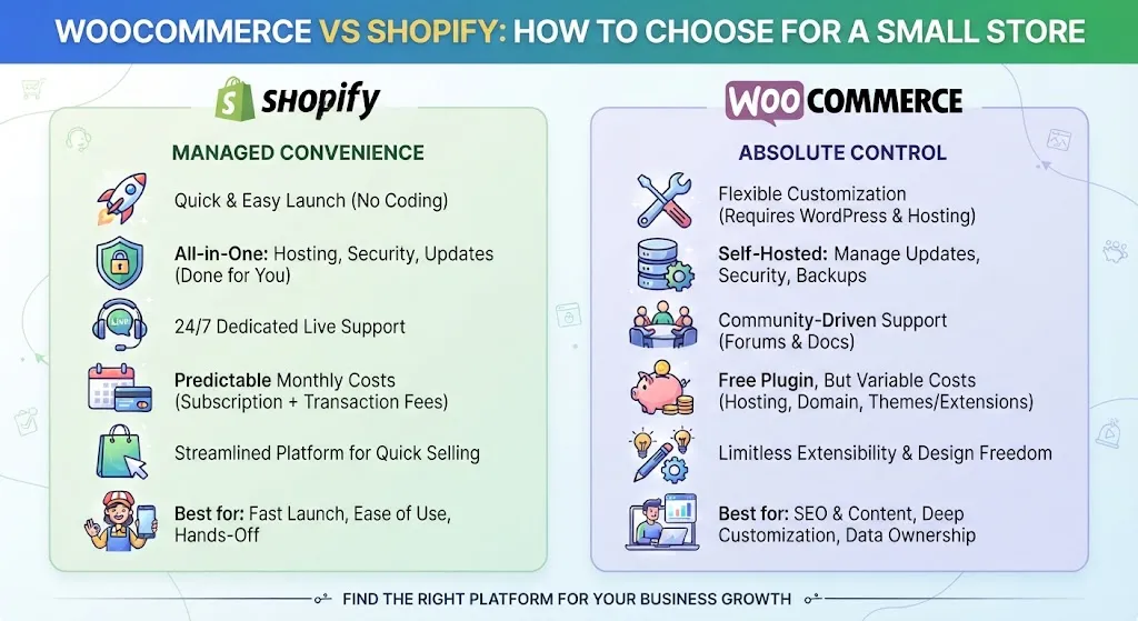 WooCommerce vs Shopify: How to Choose for a Small Store