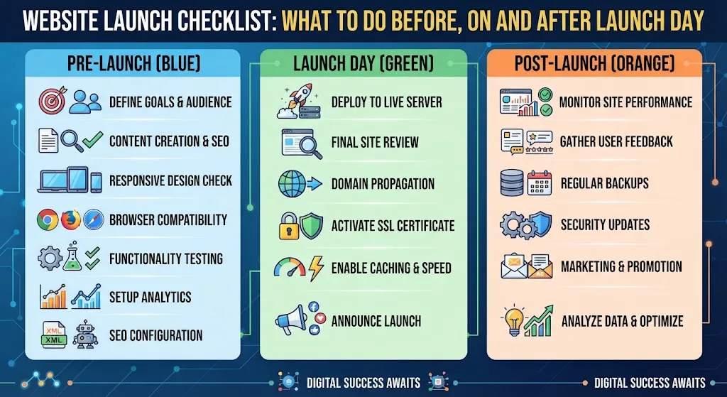 Website Launch Checklist: What to Do Before, On and After Launch Day